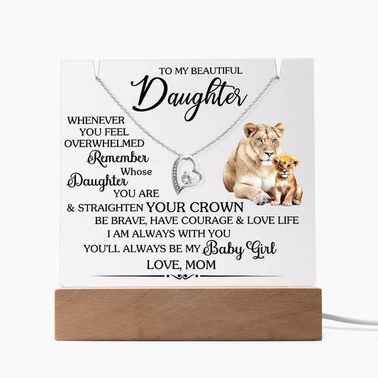 To My Beautiful Daughter | Remember Whose Daughter You Are | Keepsake Acrylic & Forever Love Necklace