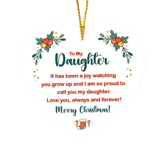 To My Daughter | Merry Christmas | High Gloss Heart Ornament