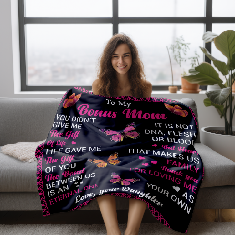 To My Bonus Mom | Velveteen Plush Blanket