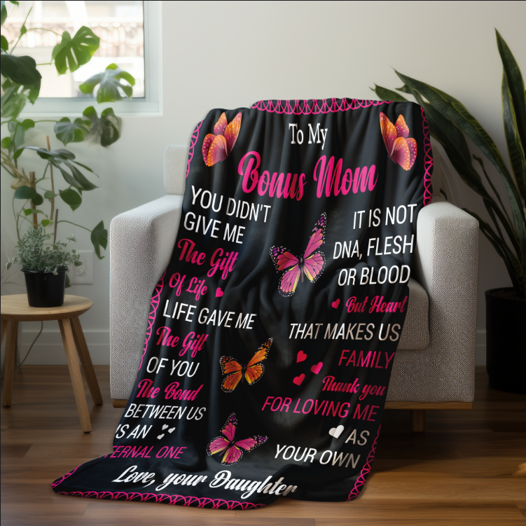 To My Bonus Mom | Velveteen Plush Blanket